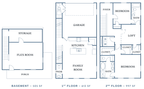 Floor plan for 3 beds, 2.5 baths, 2114 sqft